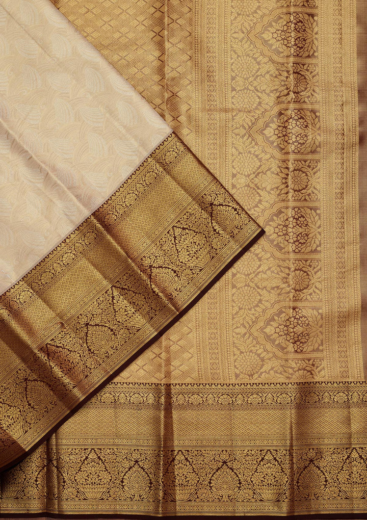 Gold Tissue Jaal Saree With Matching Blouse Piece