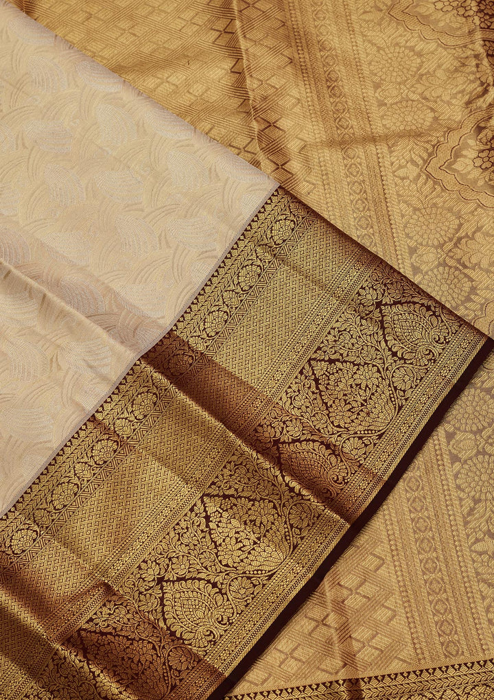 Gold Tissue Jaal Saree With Matching Blouse Piece