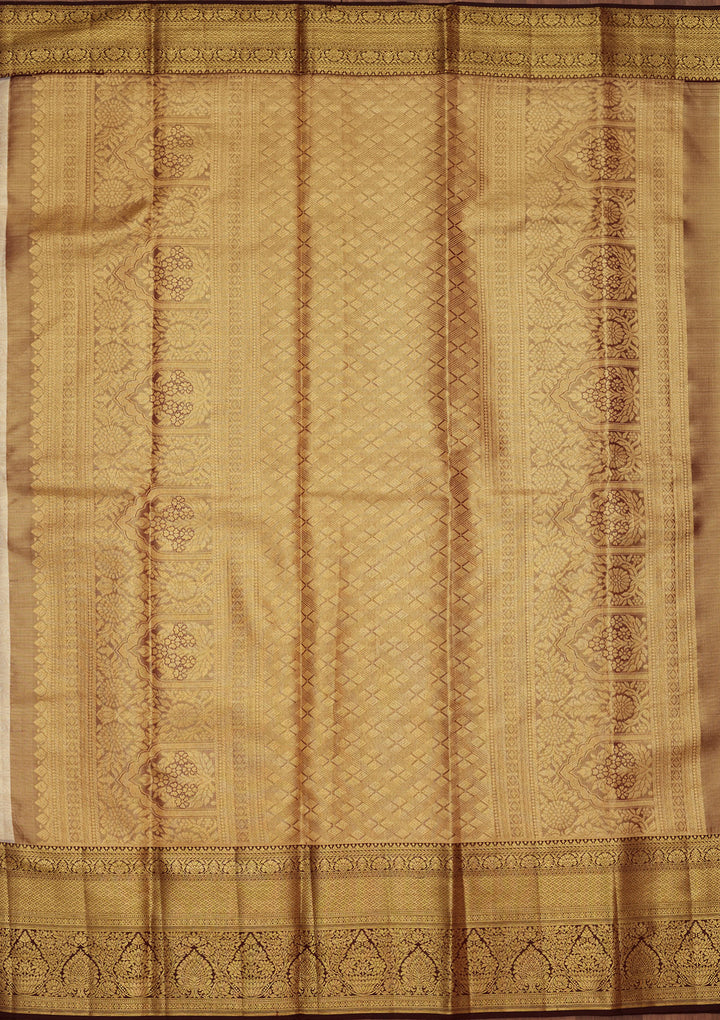 Gold Tissue Jaal Saree With Matching Blouse Piece