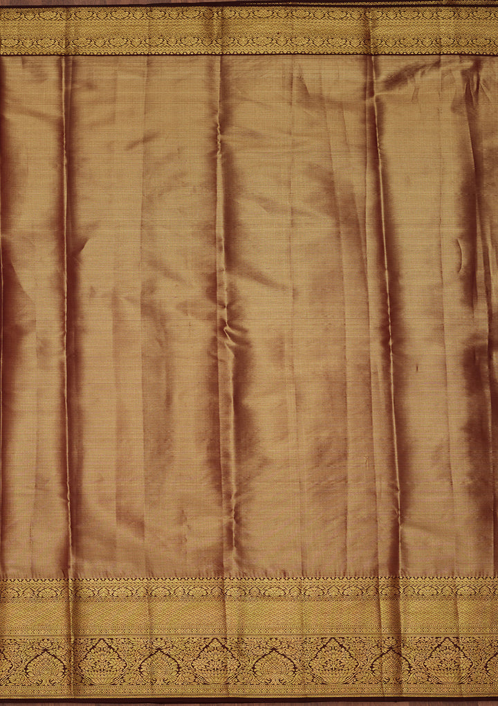 Gold Tissue Jaal Saree With Matching Blouse Piece