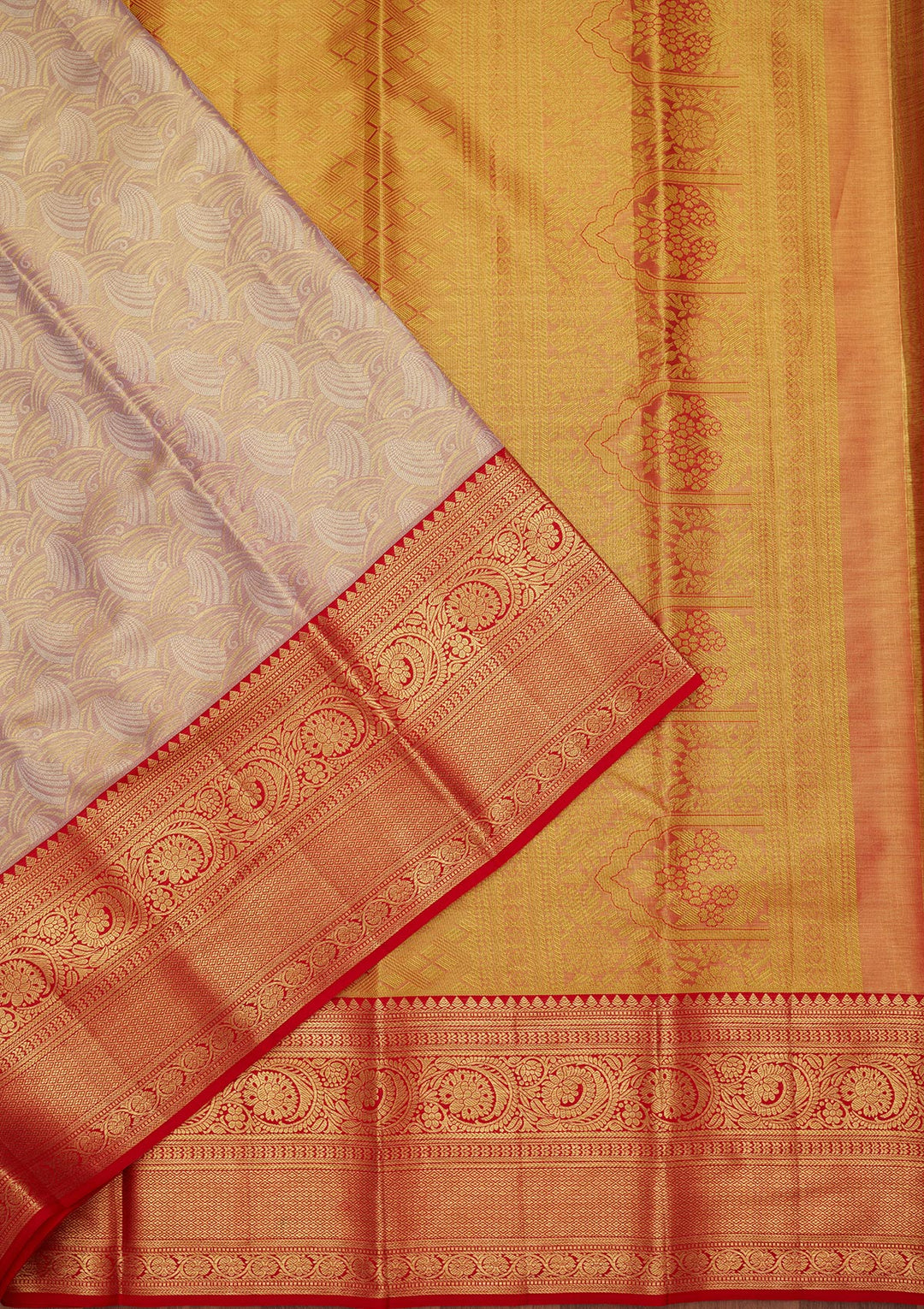 Gold Silk Jaal Zariwork Saree With Matching Blouse Piece