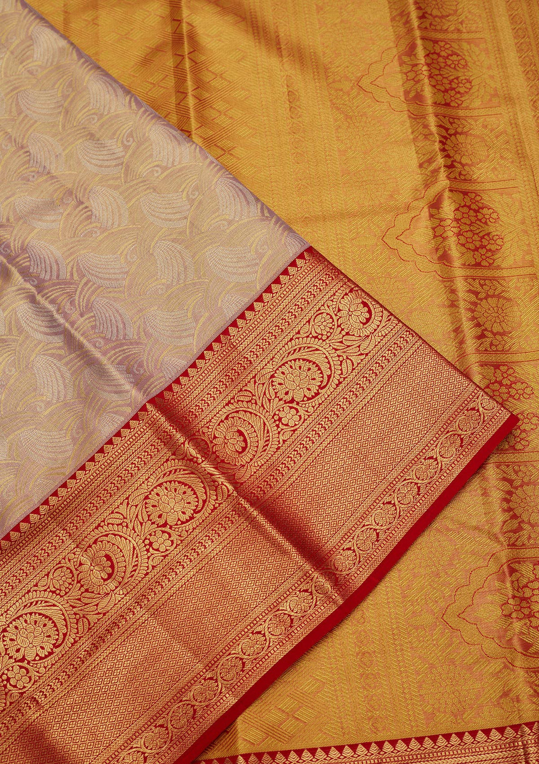 Gold Silk Jaal Zariwork Saree With Matching Blouse Piece