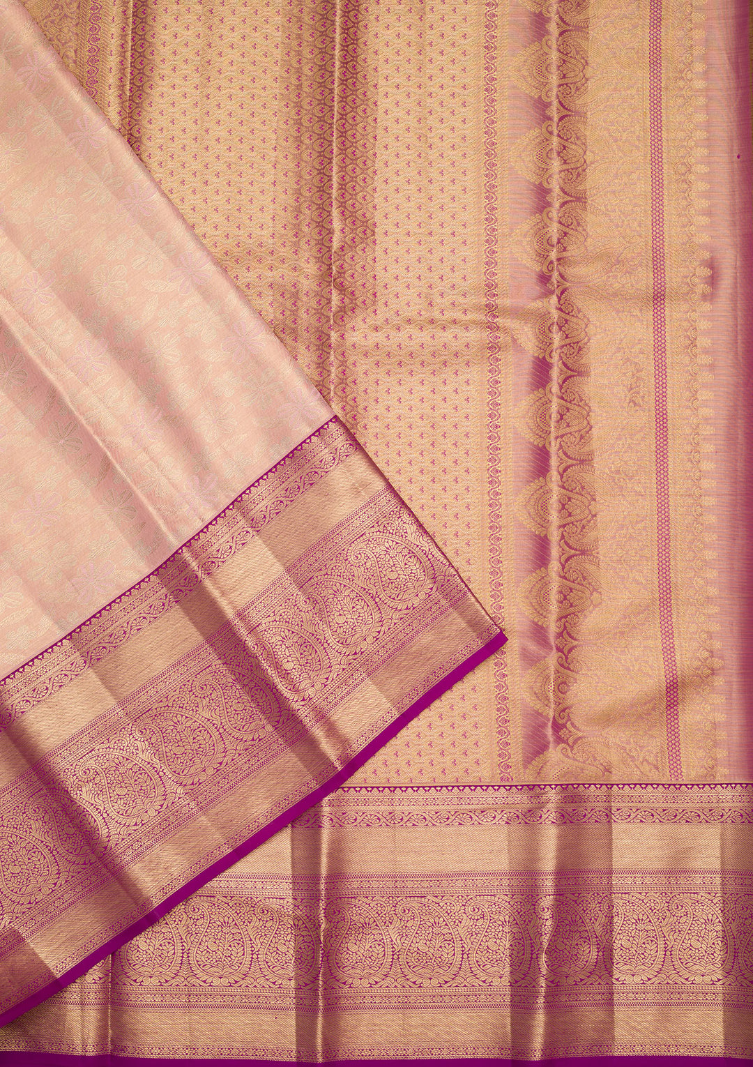 Peach Silk Jaal Zariwork Saree With Matching Blouse Piece