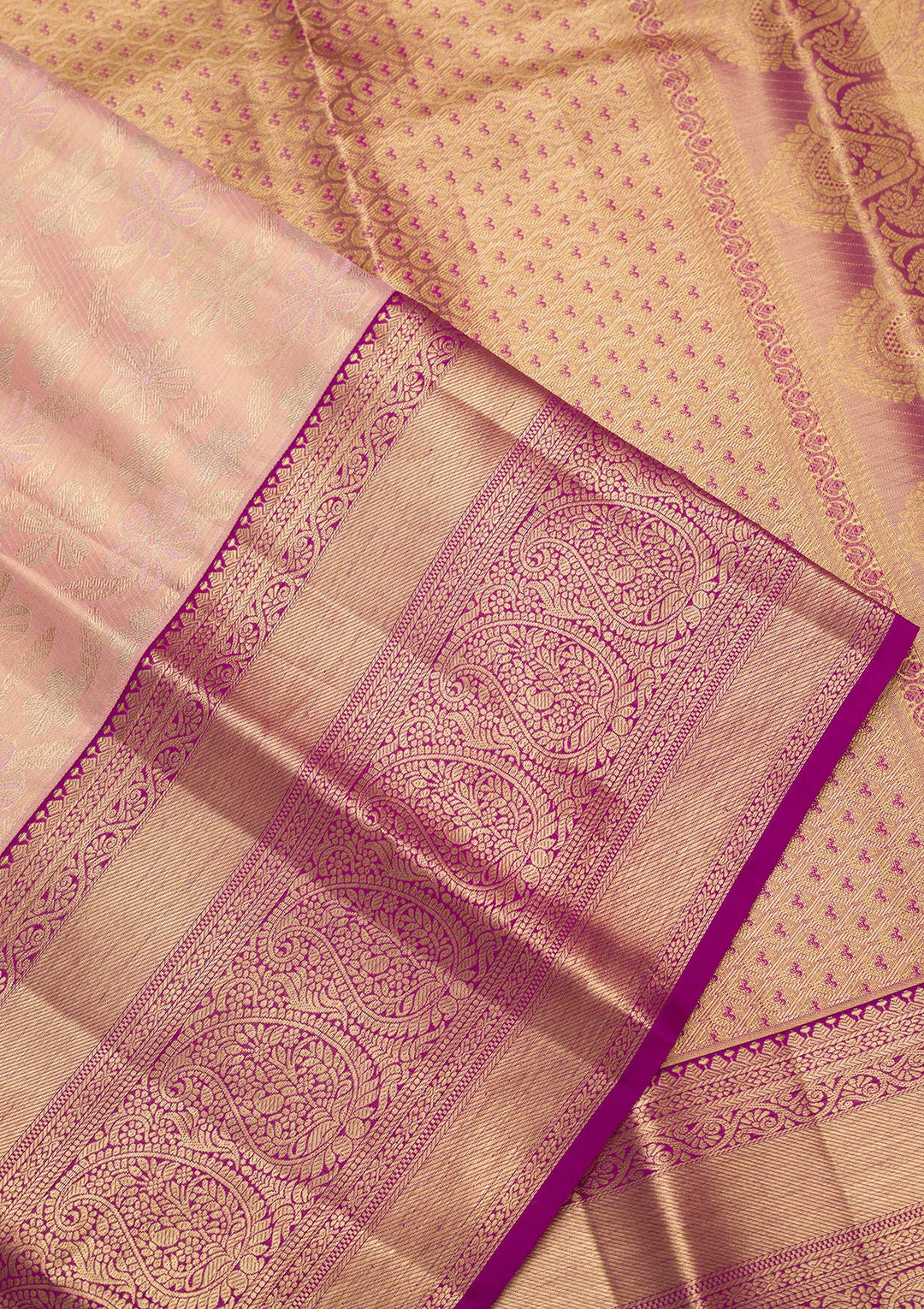 Peach Silk Jaal Zariwork Saree With Matching Blouse Piece
