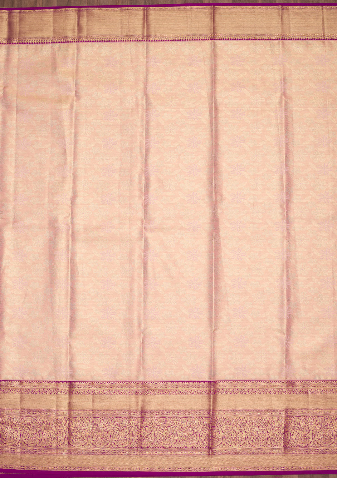Peach Silk Jaal Zariwork Saree With Matching Blouse Piece