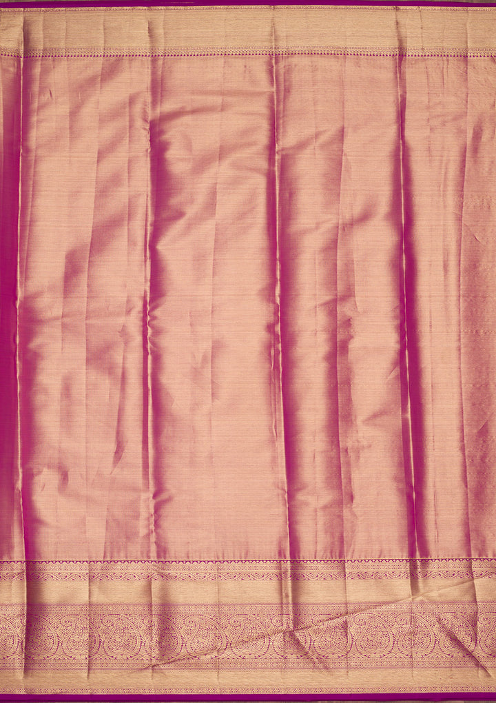 Peach Silk Jaal Zariwork Saree With Matching Blouse Piece