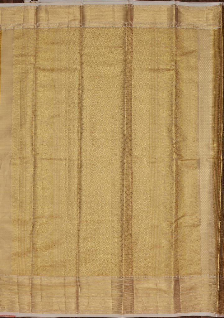 Lemon Yellow Silk Jaal Zariwork Saree With Matching Blouse Piece