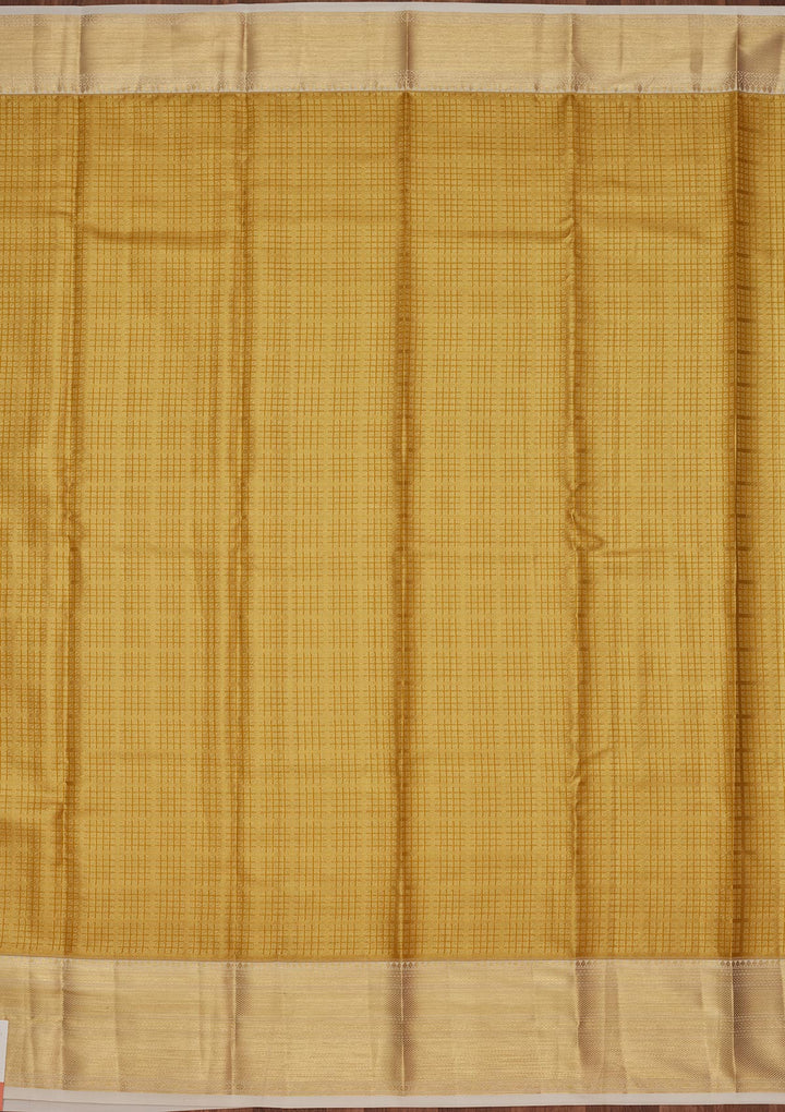 Lemon Yellow Silk Jaal Zariwork Saree With Matching Blouse Piece