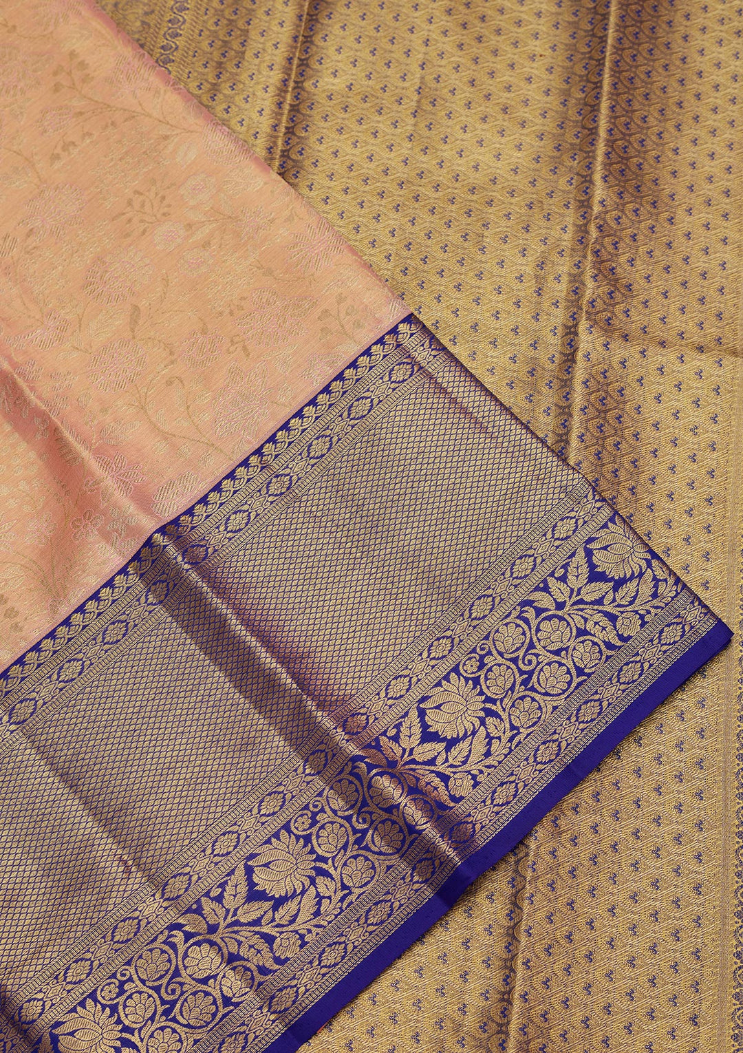 Peach Silk Jaal Saree With Matching Blouse Piece