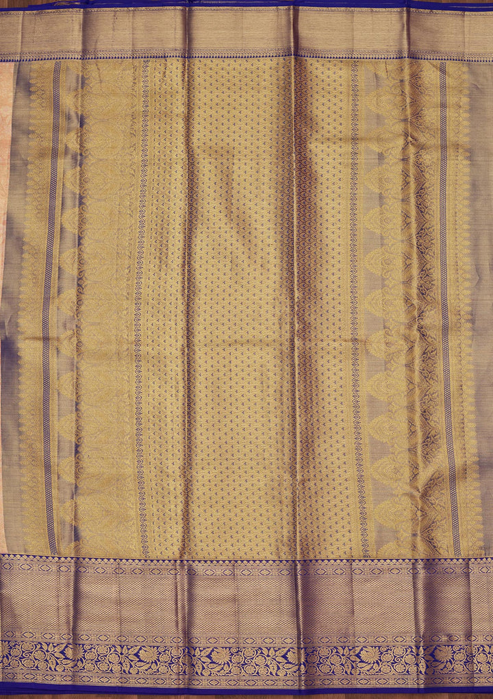 Peach Silk Jaal Saree With Matching Blouse Piece