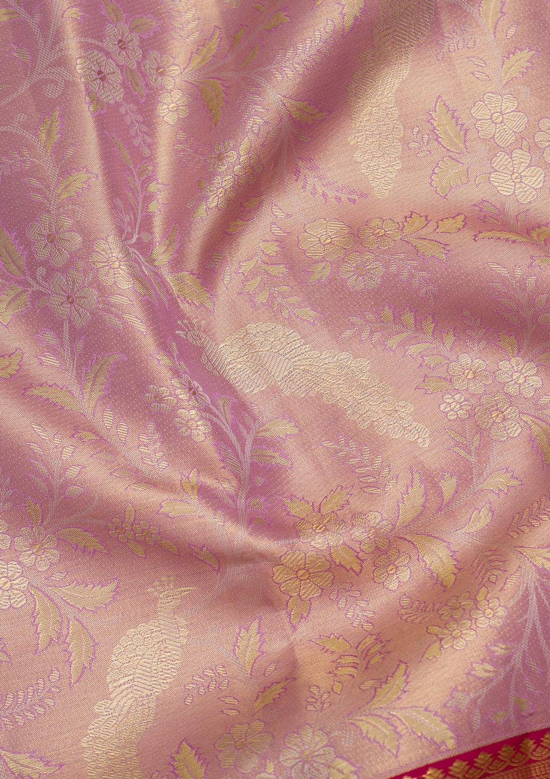 Lavender Silk Jaal Zariwork Saree With Matching Blouse Piece