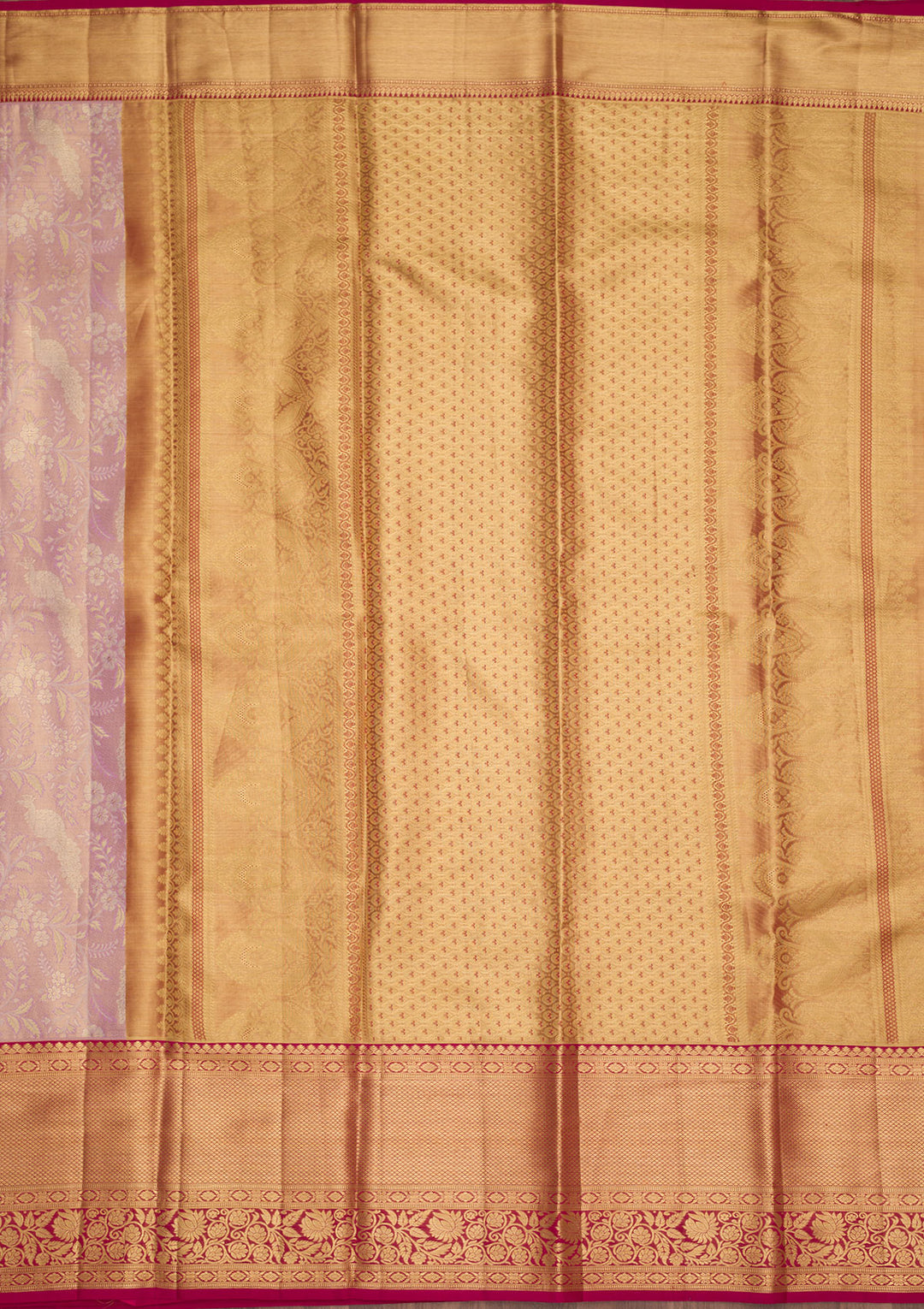Lavender Silk Jaal Zariwork Saree With Matching Blouse Piece