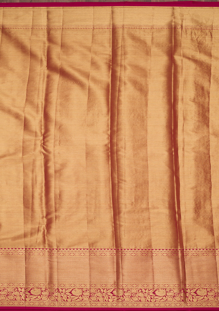 Lavender Silk Jaal Zariwork Saree With Matching Blouse Piece