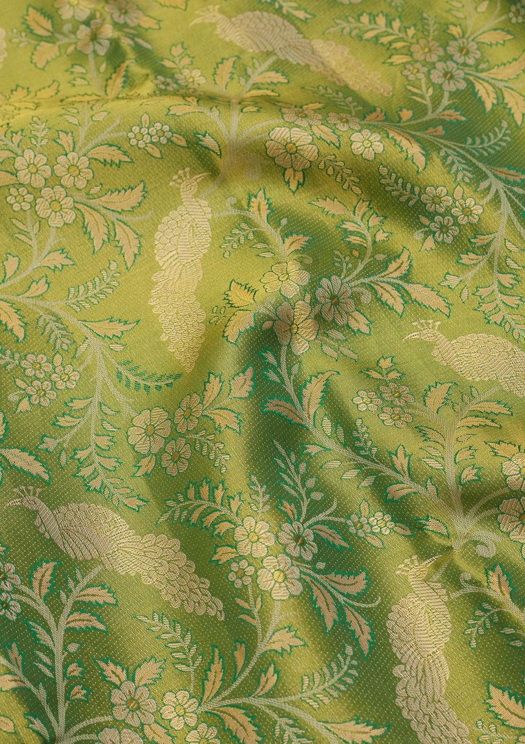 Mehandi Green Zariwork Tissue Silk Saree