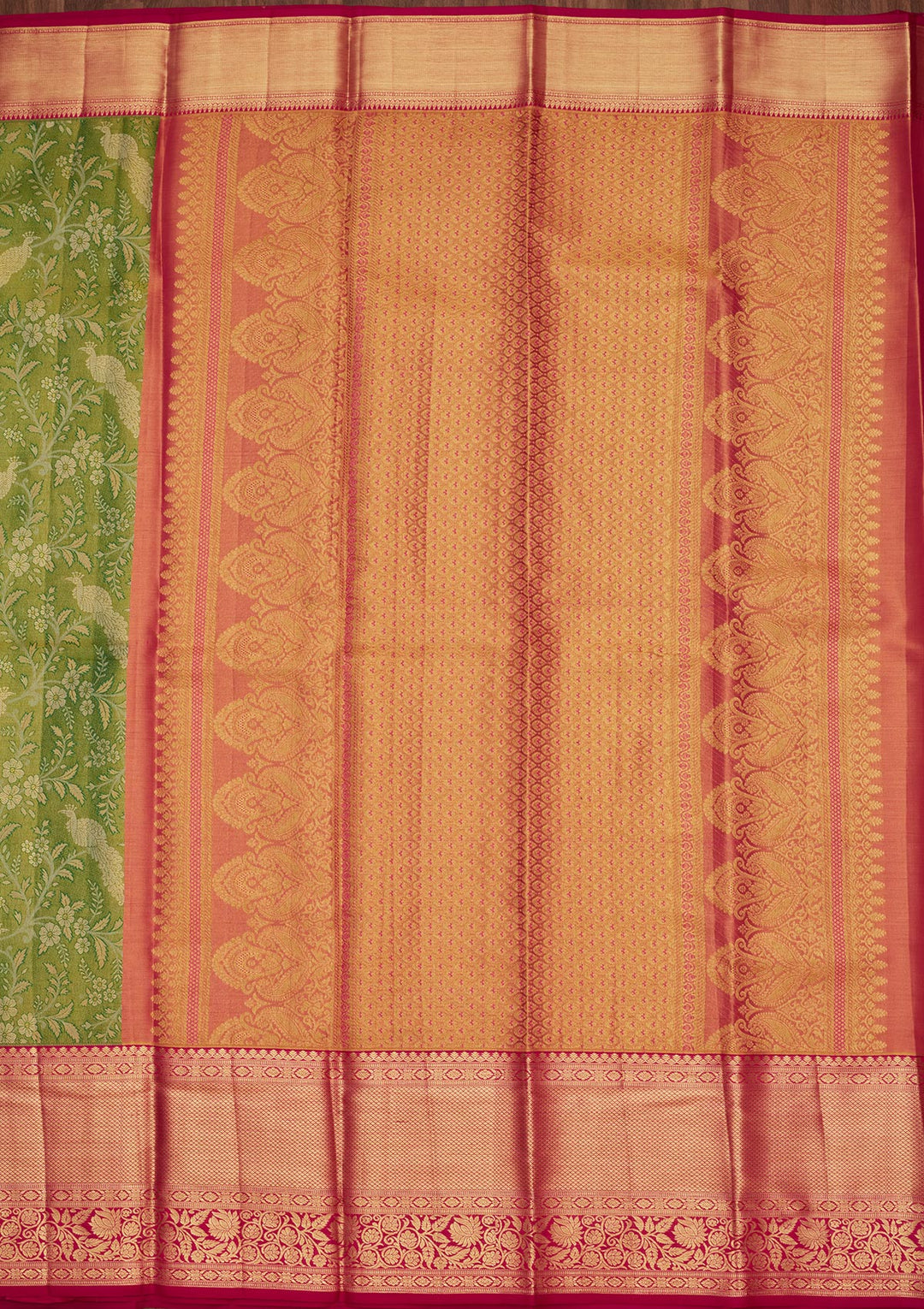 Mehandi Green Zariwork Tissue Silk Saree