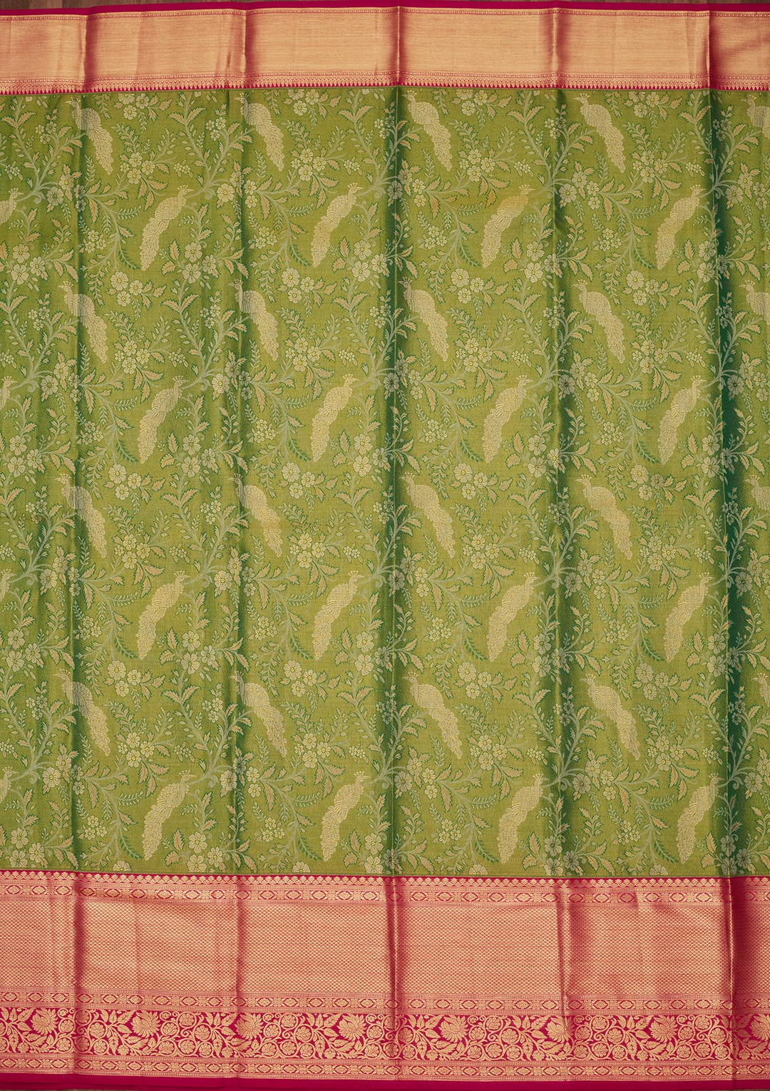 Mehandi Green Zariwork Tissue Silk Saree