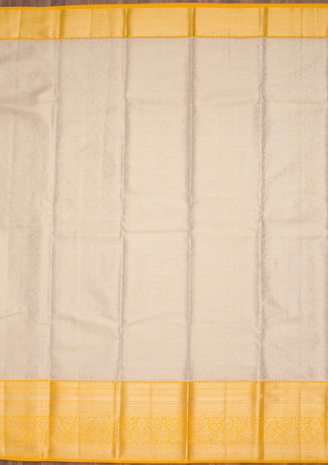 Cream Silk Jaal Zariwork Saree With Matching Blouse Piece