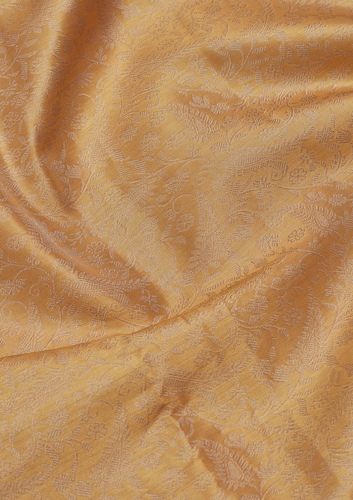 Gold Silk Jaal Saree With Matching Blouse Piece