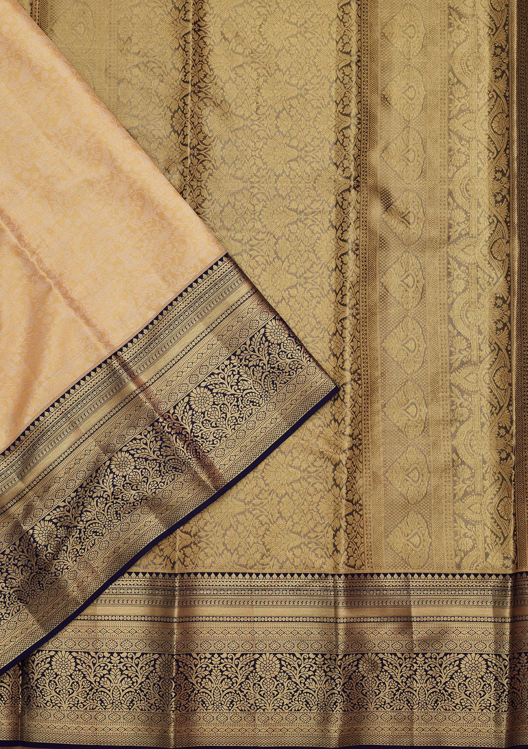 Gold Silk Jaal Saree With Matching Blouse Piece