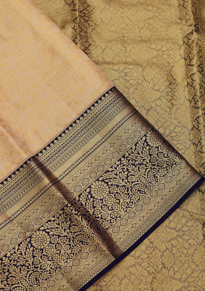 Gold Silk Jaal Saree With Matching Blouse Piece