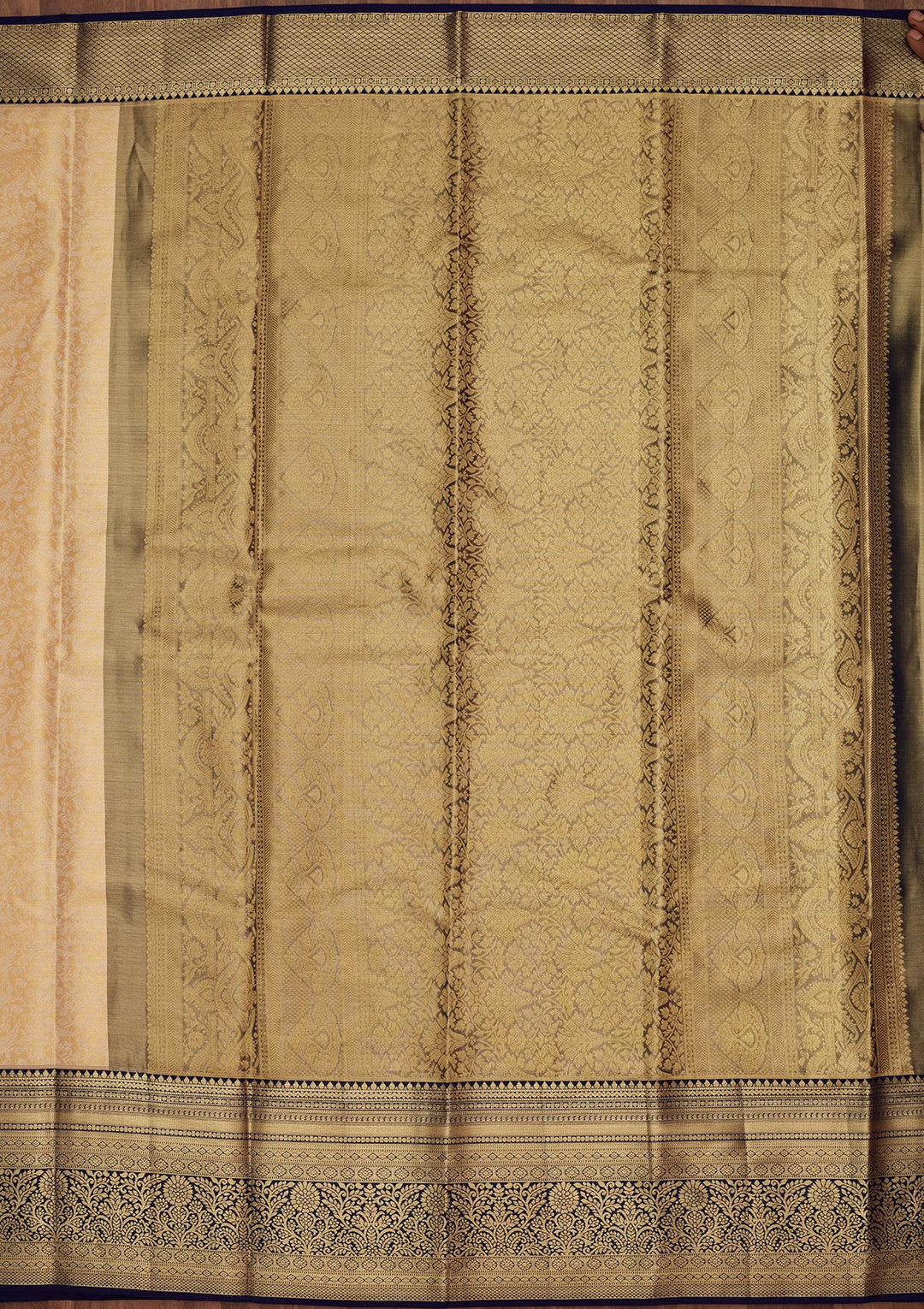 Gold Silk Jaal Saree With Matching Blouse Piece