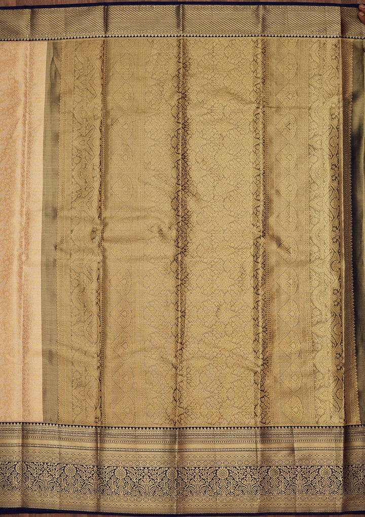 Gold Silk Jaal Saree With Matching Blouse Piece
