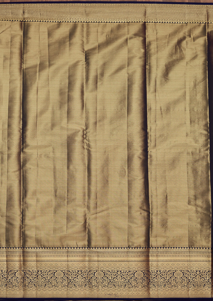 Gold Silk Jaal Saree With Matching Blouse Piece