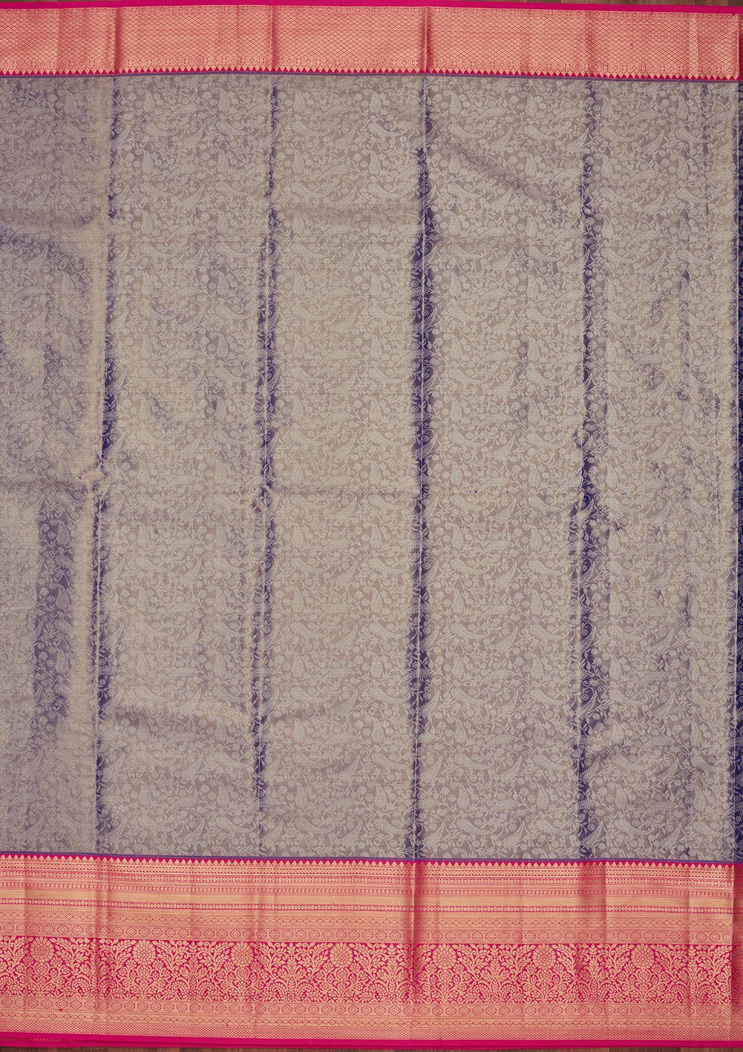 Dark Grey Silk Jaal Saree With Matching Blouse Piece