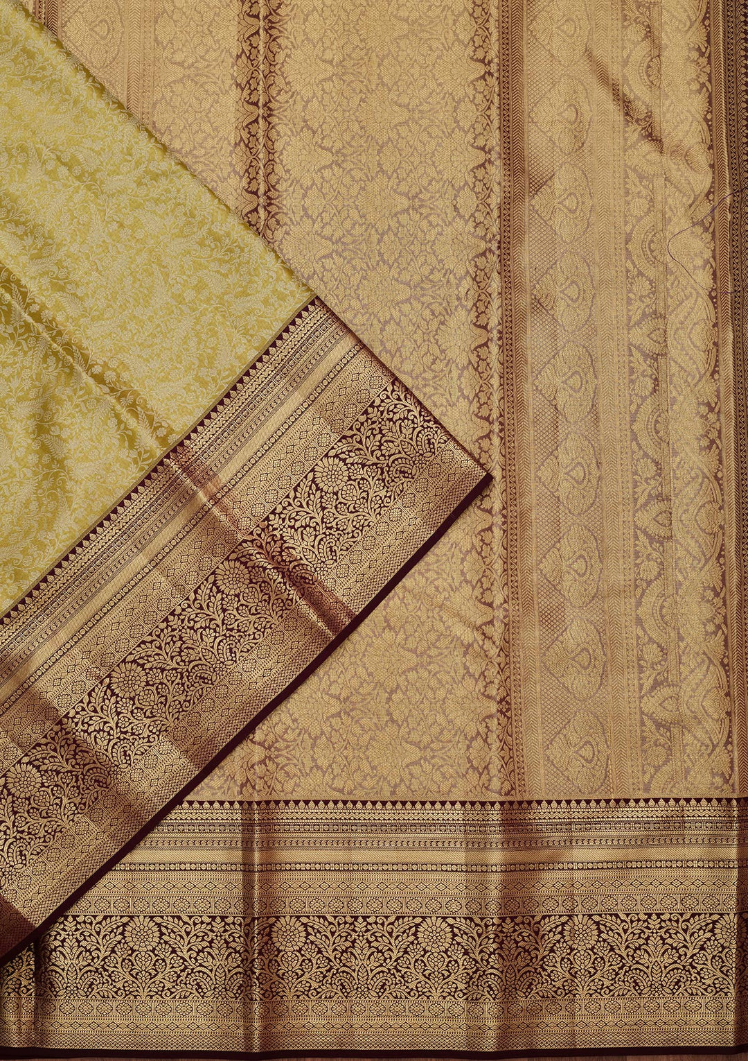 Mehendi Green Silk Jaal Saree With Matching Blouse Piece