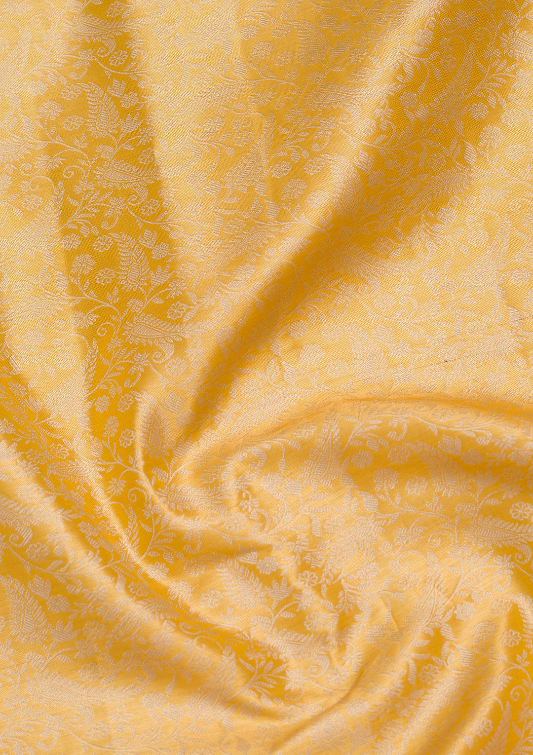 Mustard Yellow Silk Jaal Saree With Matching Blouse Piece