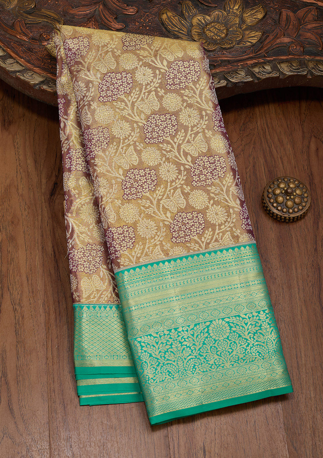 Mauve Silk Jaal Saree With Matching Blouse Piece