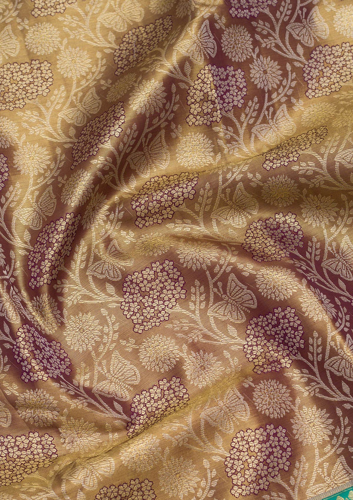 Mauve Silk Jaal Saree With Matching Blouse Piece