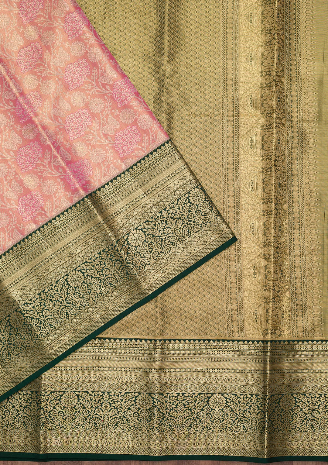 Mehendi Green Silk Jaal Saree With Matching Blouse Piece