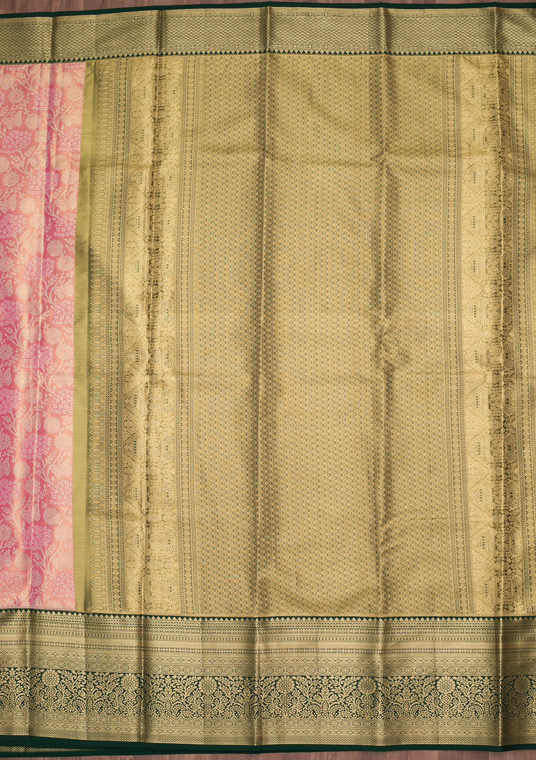 Mehendi Green Silk Jaal Saree With Matching Blouse Piece