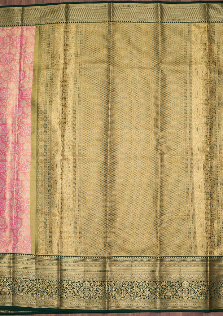 Mehendi Green Silk Jaal Saree With Matching Blouse Piece
