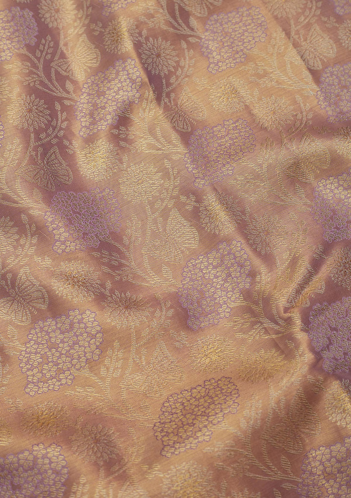 Peach Silk Jaal Saree With Matching Blouse Piece