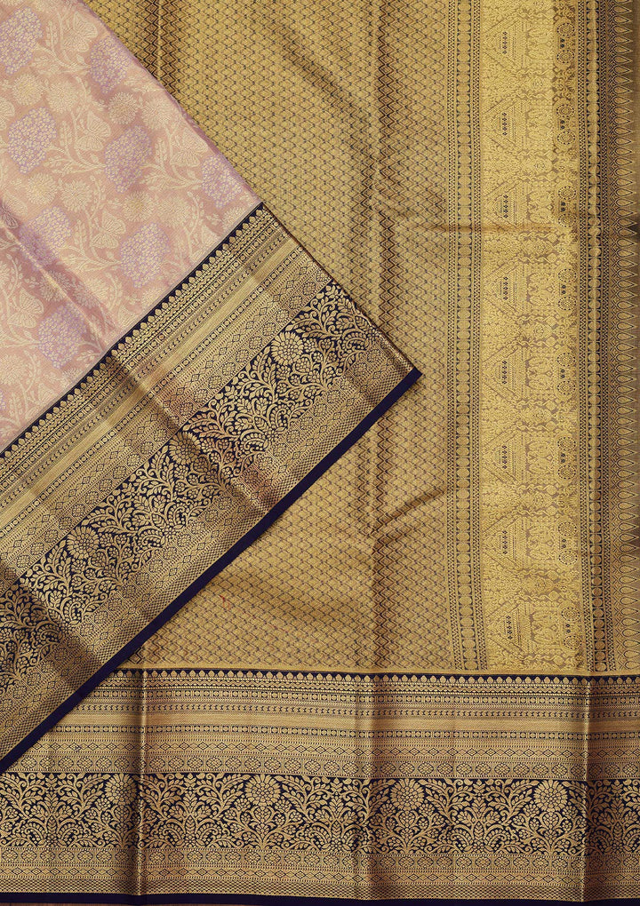 Peach Silk Jaal Saree With Matching Blouse Piece