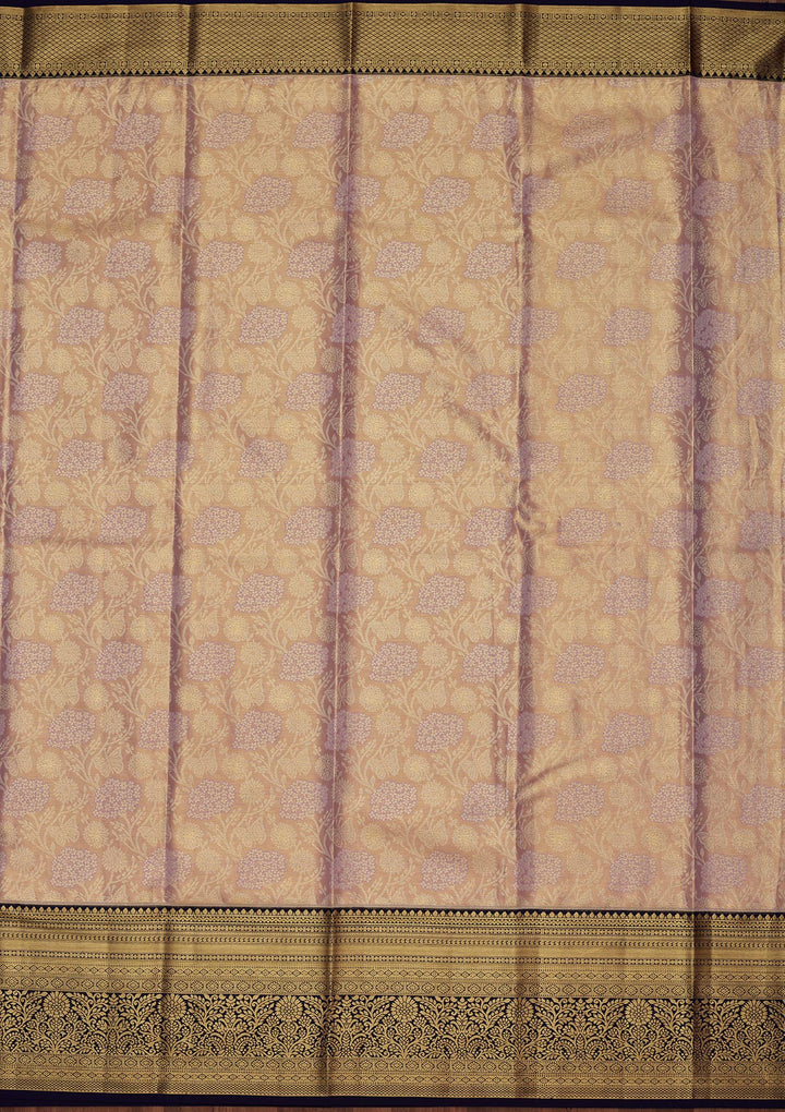 Peach Silk Jaal Saree With Matching Blouse Piece