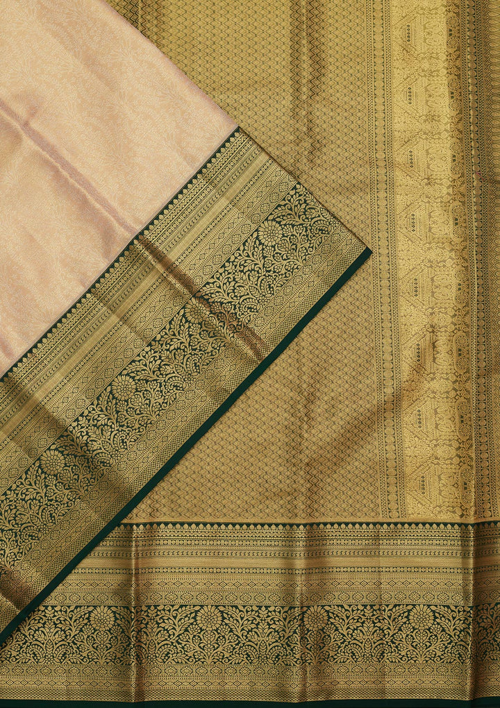Gold Silk Jaal Zariwork Saree With Matching Blouse Piece