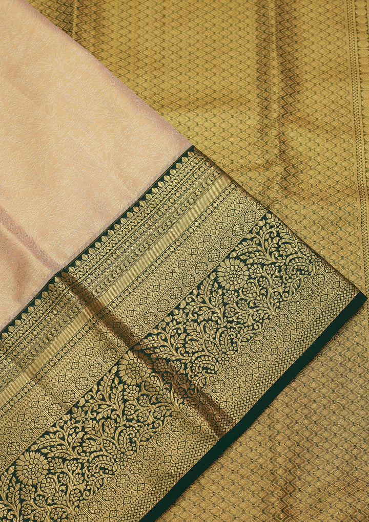 Gold Silk Jaal Zariwork Saree With Matching Blouse Piece
