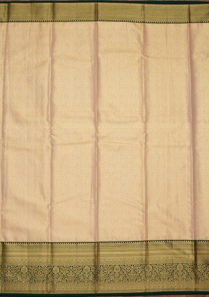 Gold Silk Jaal Zariwork Saree With Matching Blouse Piece