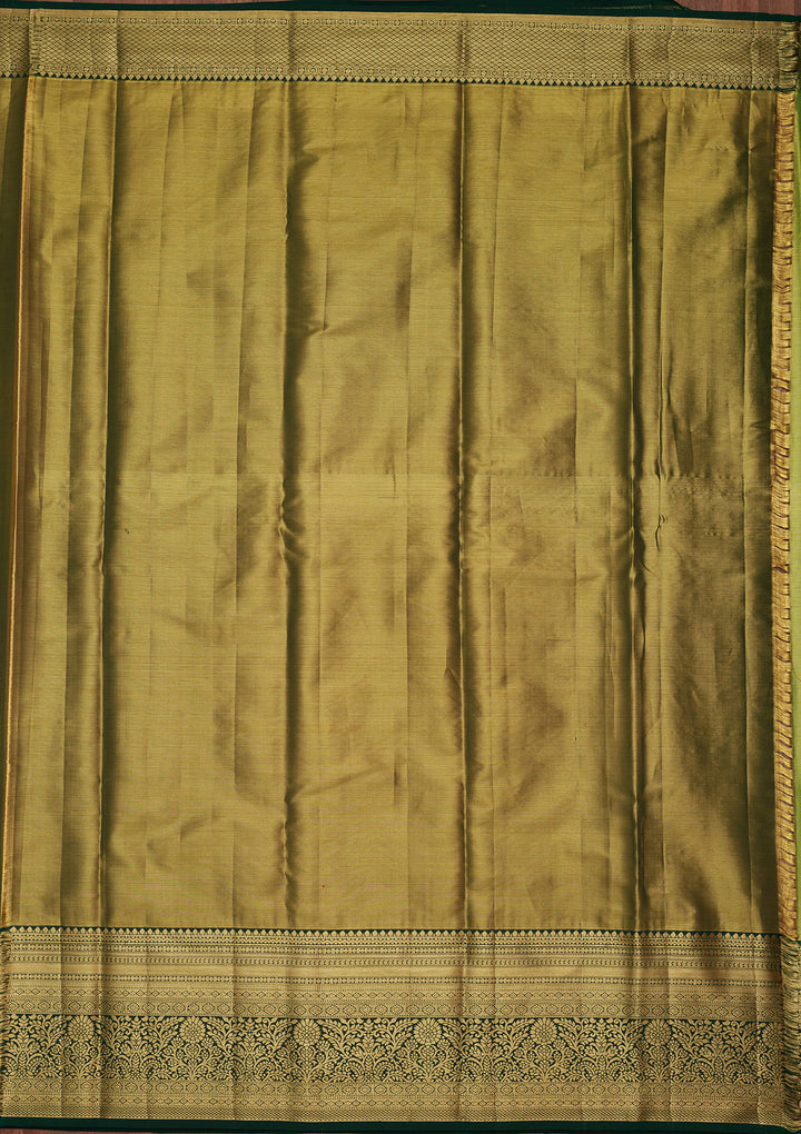 Gold Silk Jaal Zariwork Saree With Matching Blouse Piece