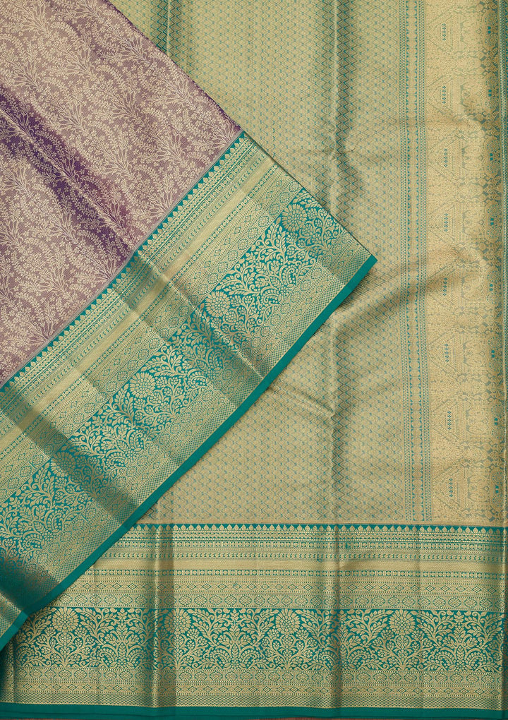 Grey Silk Jaal Zariwork Saree With Matching Blouse Piece