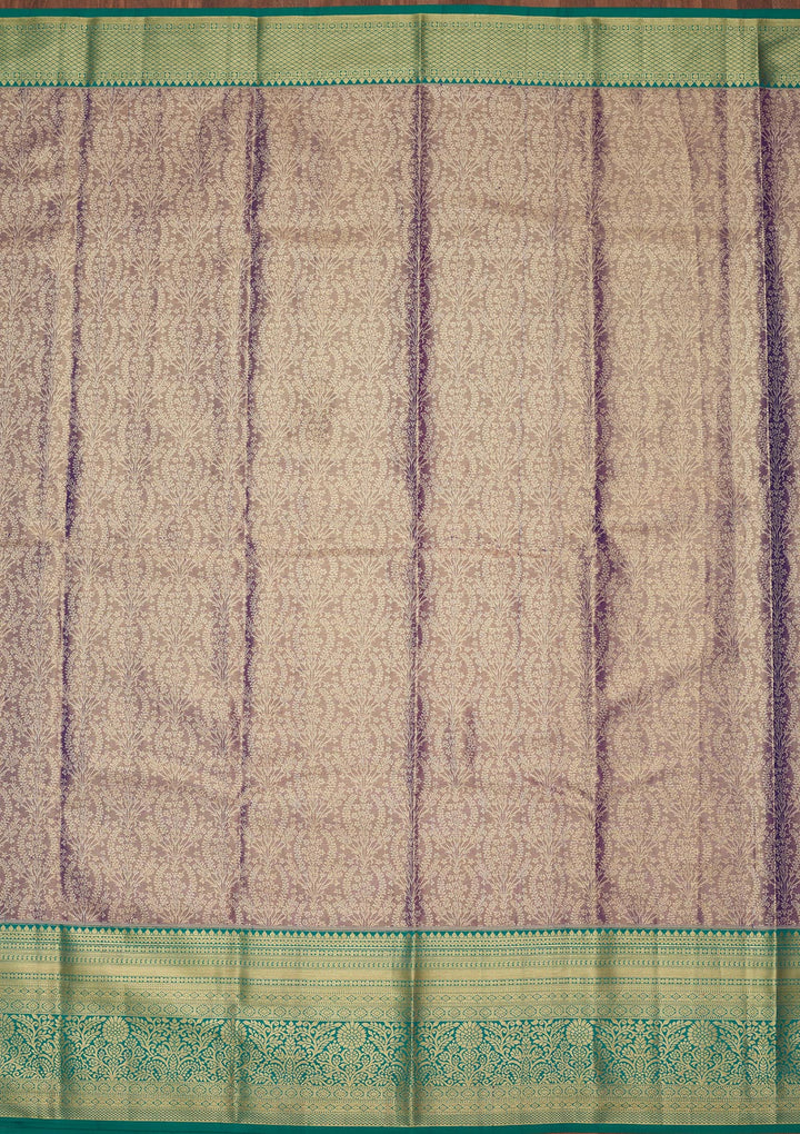 Grey Silk Jaal Zariwork Saree With Matching Blouse Piece