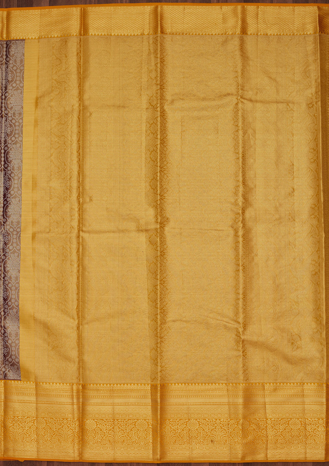Brown Silk Jaal Zariwork Saree With Matching Blouse Piece