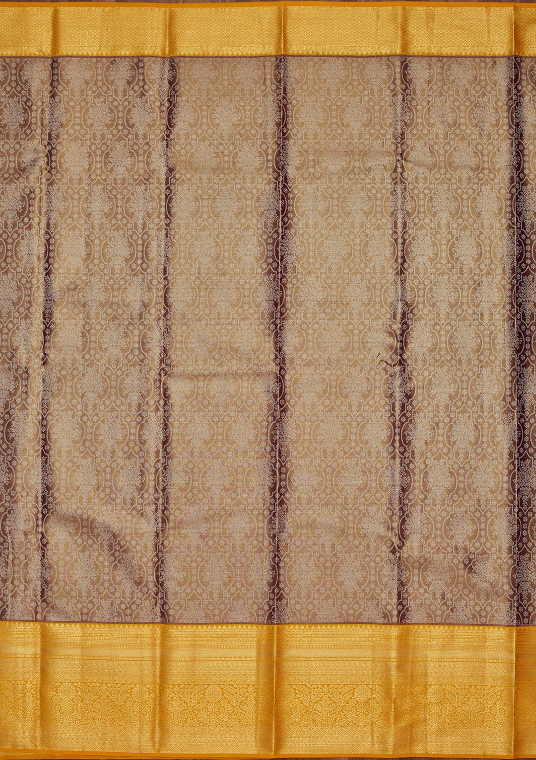 Brown Silk Jaal Zariwork Saree With Matching Blouse Piece