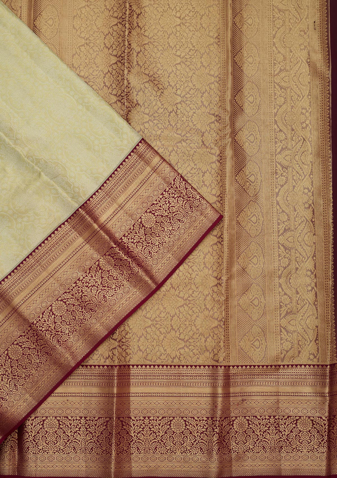 Pista Green Silk Jaal Saree With Matching Blouse Piece