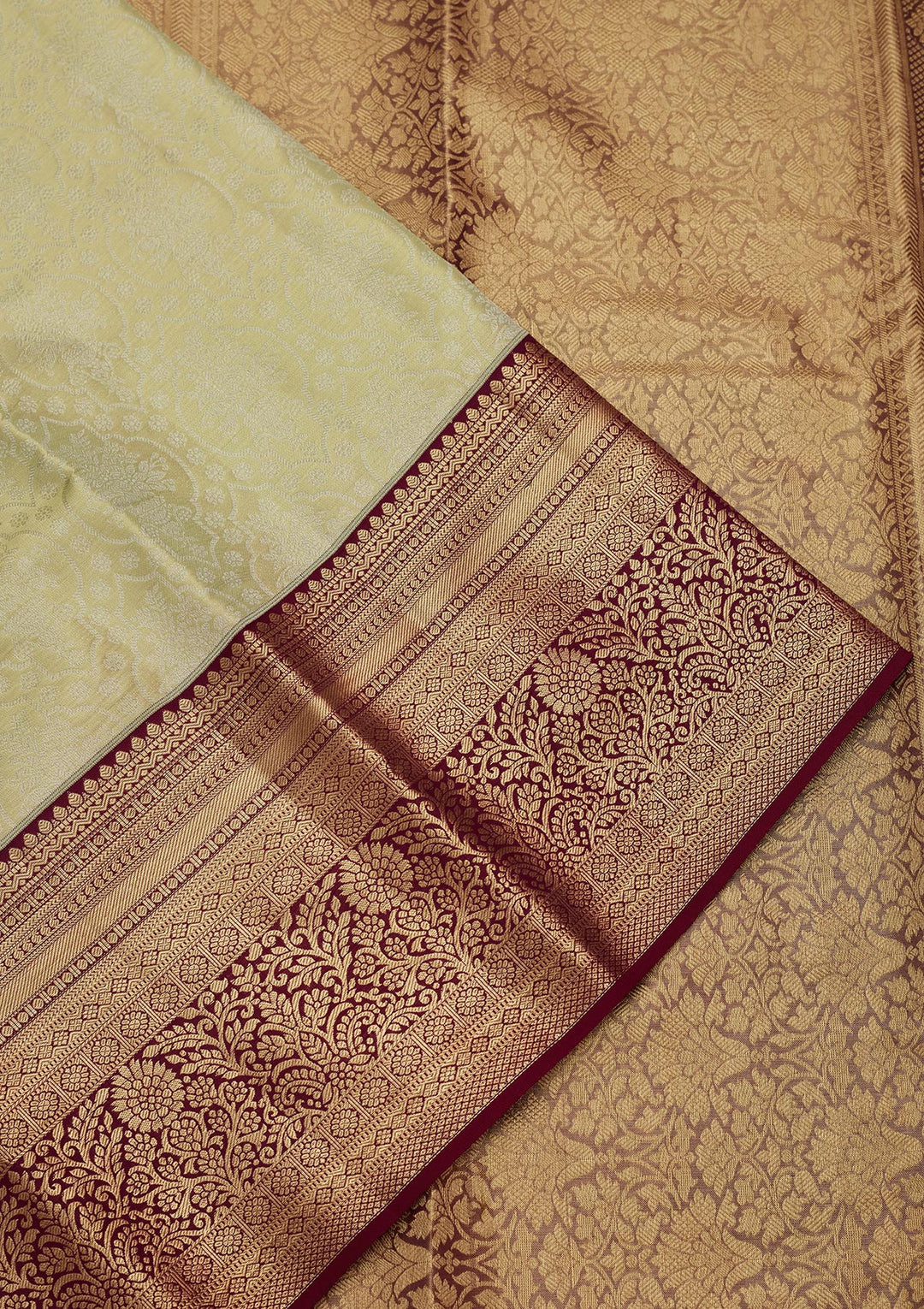 Pista Green Silk Jaal Saree With Matching Blouse Piece