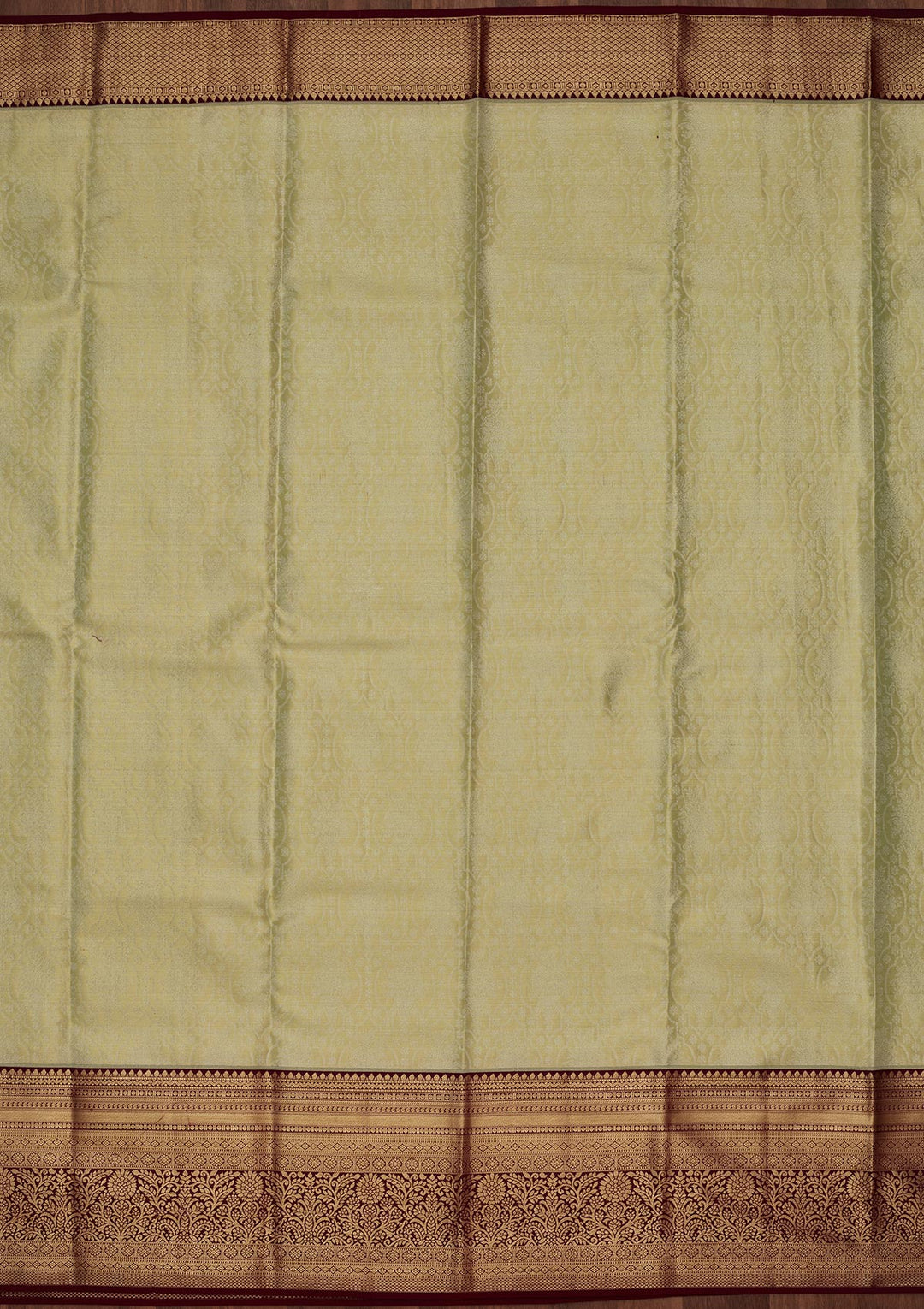 Pista Green Silk Jaal Saree With Matching Blouse Piece