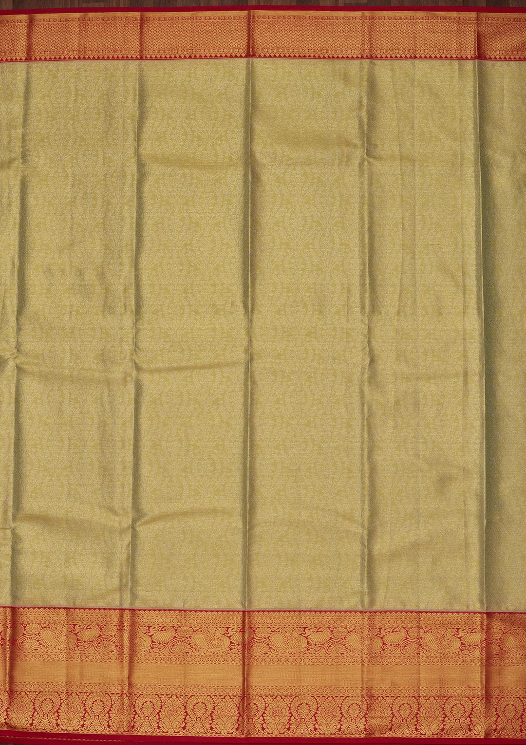 Pista Green Silk Jaal Saree With Matching Blouse Piece